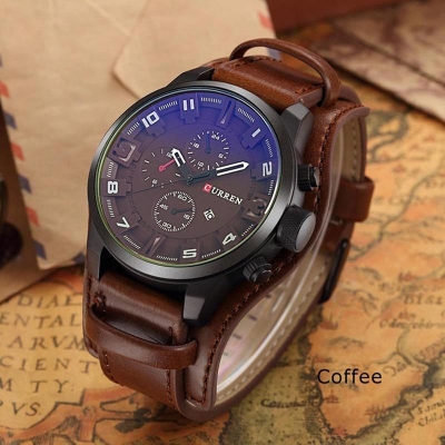 Picture of 8225 Fashion Men Quartz Wristwatch Creative Leather Strap Sports Watch