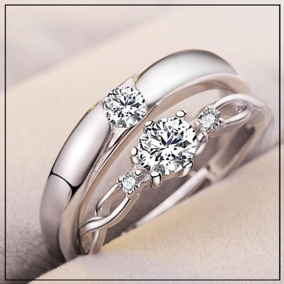 Picture of Crown Couple Ring for Women Fashion Engagement Rings with AAA+ Cubic Zirconia Wedding Bands Jewelry for Lovers