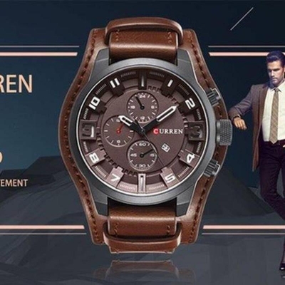 Picture of 8225 Fashion Men Quartz Wristwatch Creative Leather Strap Sports Watch