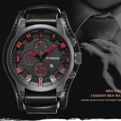 Picture of 8225 Fashion Men Quartz Wristwatch Creative Leather Strap Sports Watch