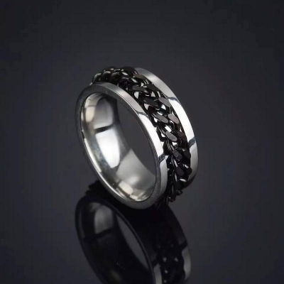 Picture of Fashion Charm Jewelry Ring Men Black Stainless Steel Rings