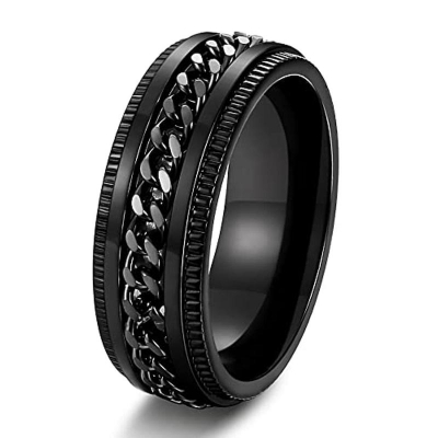 Picture of Fashion Charm Jewelry Ring Men Black Stainless Steel Rings
