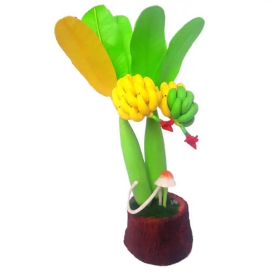 Picture of Artificial clay bonsai banana tree decoration interior - multicolor