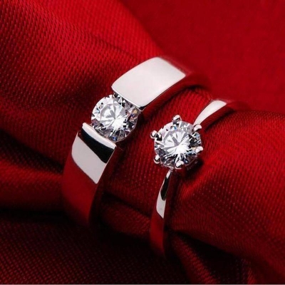 Picture of Love Promise Couple Finger Ring Band Ring Set for Men And Women Jewelry Accessories Silver