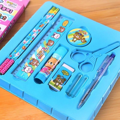 Picture of 10pcs Kids Stationery Set  For Girls and Boys-Sky Blue