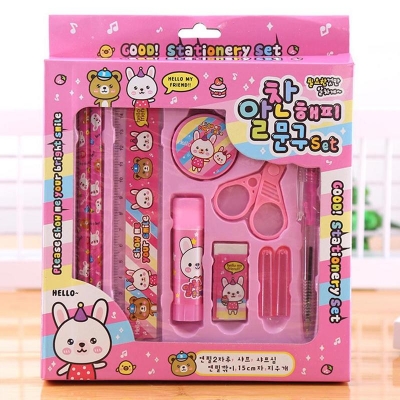 Picture of 10pcs Kids Stationery Set  For Girls and Boys-Pink