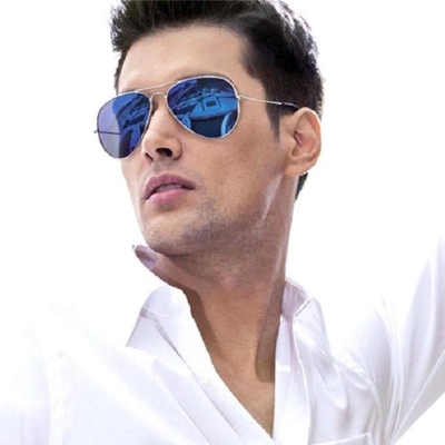 Picture of Metal Blue Shaded Sunglasses For Men Gold