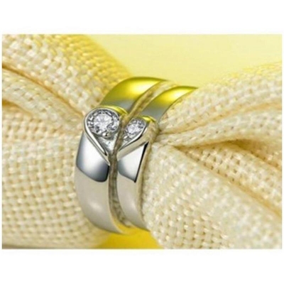 Picture of Love Promise Couple Finger Ring Band Ring Set for Men And Women Jewelry Gift Silver