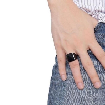 Picture of Black Stainless Steel Finger Ring For Men
