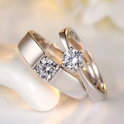 Picture of Crystal Couple Heart Ring For Lovers Men Women