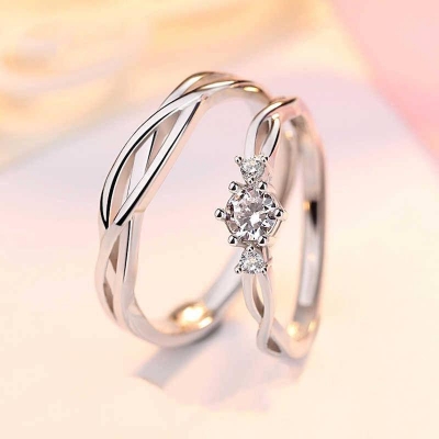 Picture of Crystal Couple Heart Ring For Lovers Men Women - Ring For Girls
