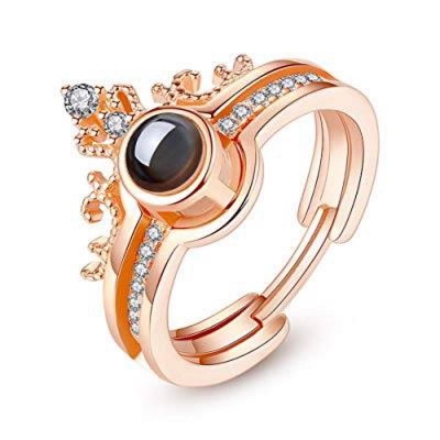 Picture of 100 Languages I Love You Adjustable Projection Rings, Romantic Ring For Girls
