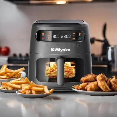 Picture of Miyako 1800W 4 ltr Air Fryer with Inverter Technology, Digital touch control and Clear Glass Window View (AF-401- CG)