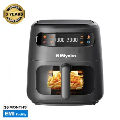 Picture of Miyako 1800W 4 ltr Air Fryer with Inverter Technology, Digital touch control and Clear Glass Window View (AF-401- CG)