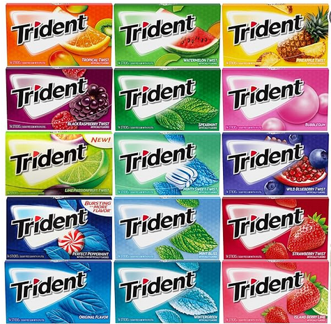 Picture of Trident Chewing Gum Sampler Gum Variety Pack | Sugar-Free | Assorted Flavor (5 Pack)