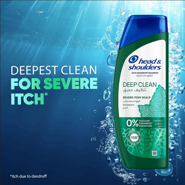 Picture of Head & Shoulders Deep Clean Anti Dandruff Shampoo for Severe Itchy Scalp 400ml-France