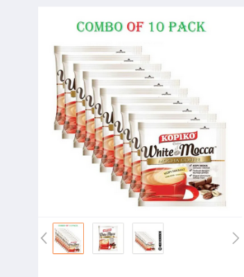Picture of KOPIKO 3 in 1 White Mocca Coffee 20gm - Combo of 10 Pack