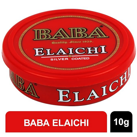 Picture of BABA ELAICHI Silver Coated Saffron Blended Elaichi - Refreshing, Exotic And Aromatic Mouth Freshener - 10Gm Tin