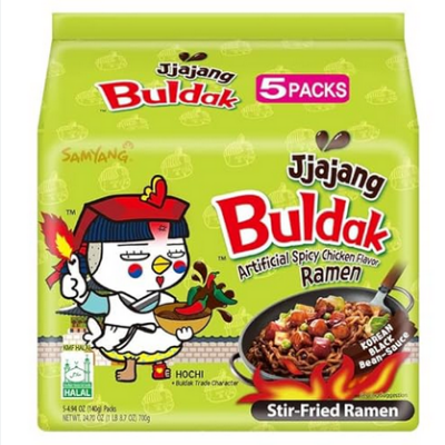 Picture of Samyang Buldak Hot Chicken Flavour Ramen Noodles Jjajang (Korean Black Bean Sauce) 140g (Pack of 5)