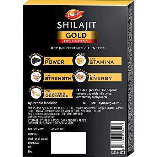 Picture of Dabur Shilajit Gold : 100 % Ayurvedic Capsules for Strength , Stamina and Power -10 capsules