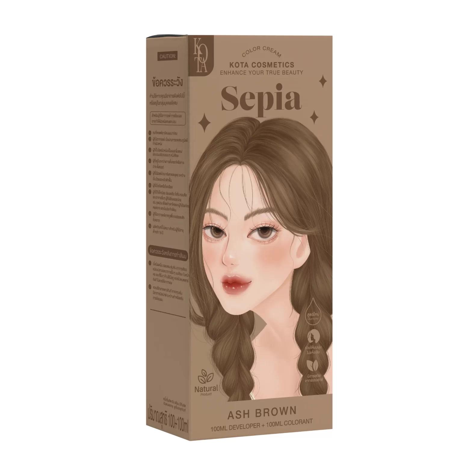 Picture of Kota Color Cream Hair Dye Ash Brown Hair Color