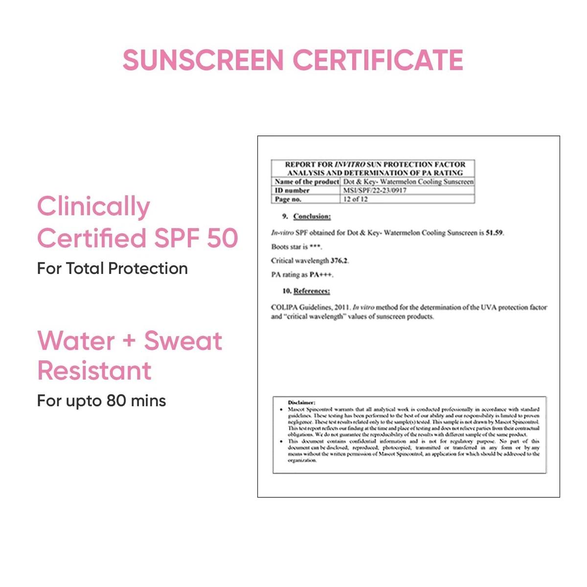 Picture of Dot & Key Watermelon Hyaluronic Cooling Sunscreen SPF 50 PA+++ for Oily, 50g