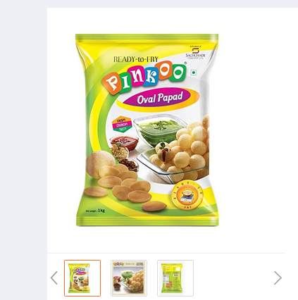 Picture of Extruded Unfried Snack Pellets PINKOO Oval Shaped 1kg, Ready to Fry Panipuri