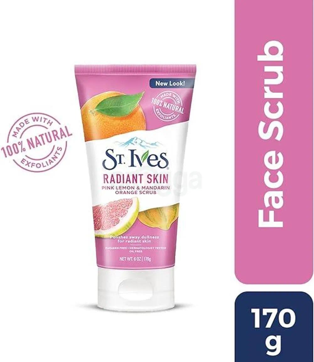Picture of Face Scrubs - St. Ives Radiant Skin Face Scrub For Dull Skin Pink Lemon and Mandarin Orange With 100 percent Natural Exfoliates - 170ml