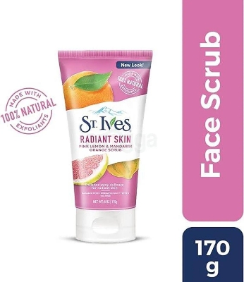 Picture of Face Scrubs - St. Ives Radiant Skin Face Scrub For Dull Skin Pink Lemon and Mandarin Orange With 100 percent Natural Exfoliates - 170ml