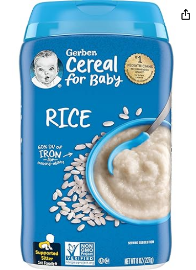 Picture of Gerber Cereal Foods Rice Cereal, Non-GMO, Gluten Free & No Artificial Flavors or Colors, Made with Essential Nutrients-227g uk
