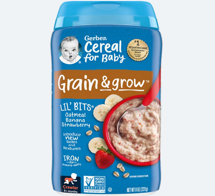 Picture of Gerber Lil Bits Baby's Oatmeal Banana Strawberry Cereal (227g) uk