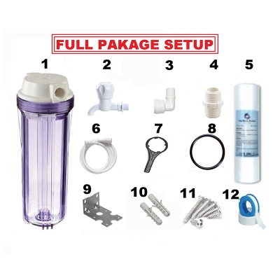 Picture of 10 Inch Water Filter Purifier with all Accessories for Household Iron Removal Water Cartridge Filter (FULL PAKAGE)