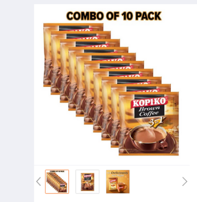 Picture of KOPIKO 3 in 1 Brown Coffee 20gm - Combo of 10 Pack