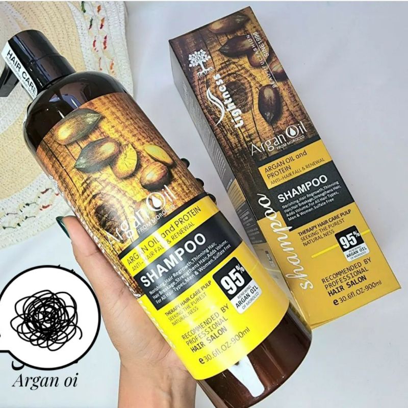 Picture of Argan Oil Extract rotein air Shampoo Anti-ari Fall enewal 900ml
