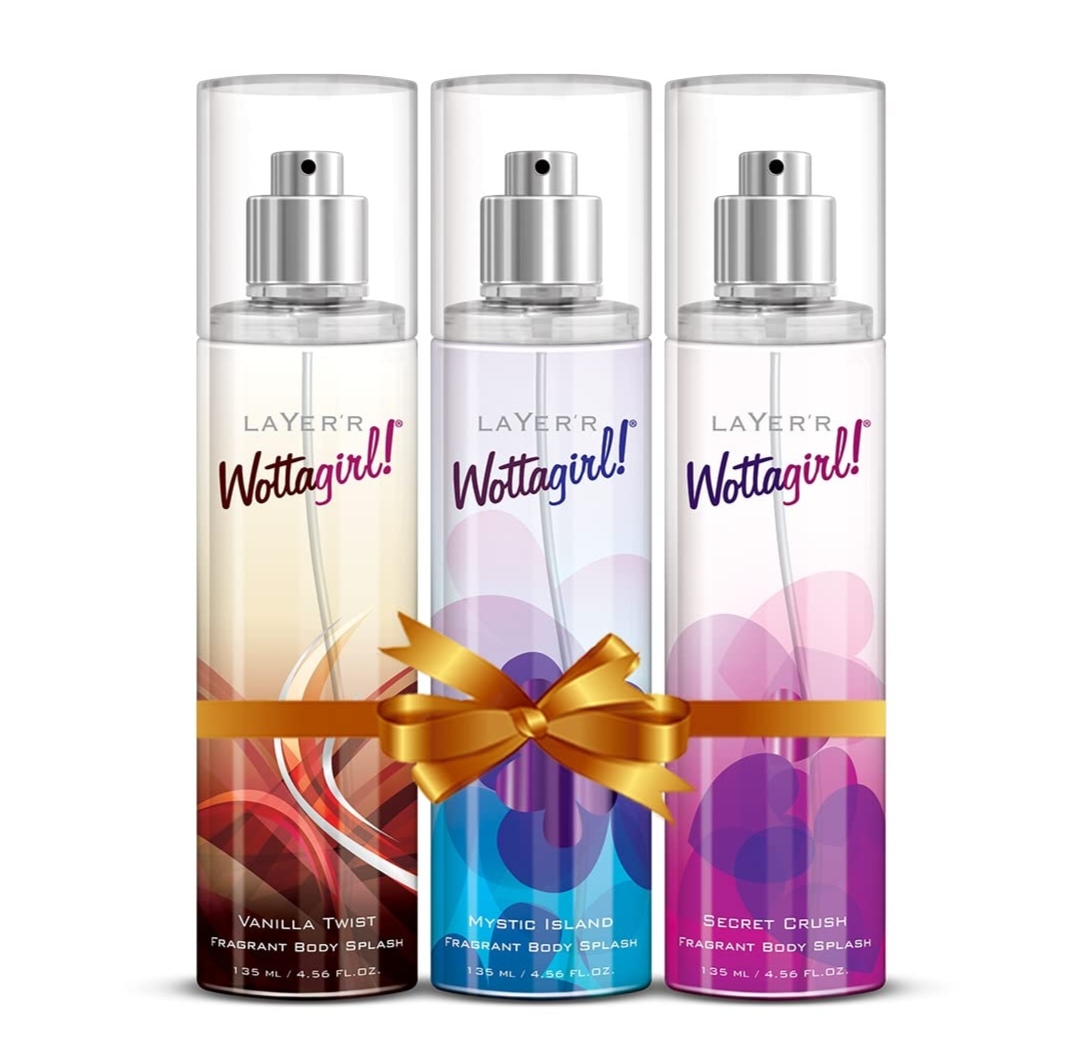 Picture of Layer`r Wottagirl 3pcs Combo Set Amber kiss, Vanila twist, Mystic Island Body Splash For women Long lasting ~135ml