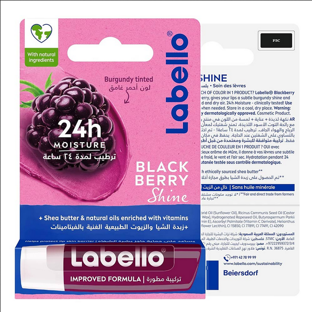 Picture of Labello Blackberry Shine Lip Balm with Long-lasting 24H Hydration