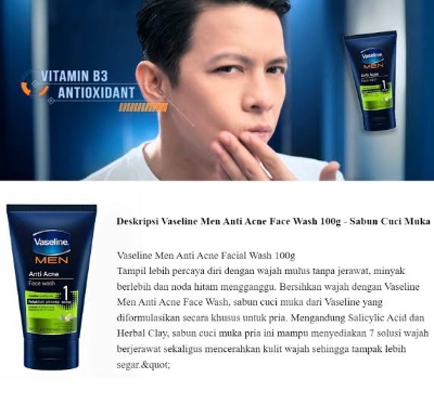 Picture of Vaseline Men Anti Acne Face Wash (100gm)
