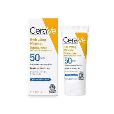 Picture of Cerave Hydrating Mineral Face Sunscreen Broad Spectrum SPF50 for Sensitive Skin 75ml