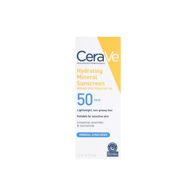 Picture of Cerave Hydrating Mineral Face Sunscreen Broad Spectrum SPF50 for Sensitive Skin 75ml