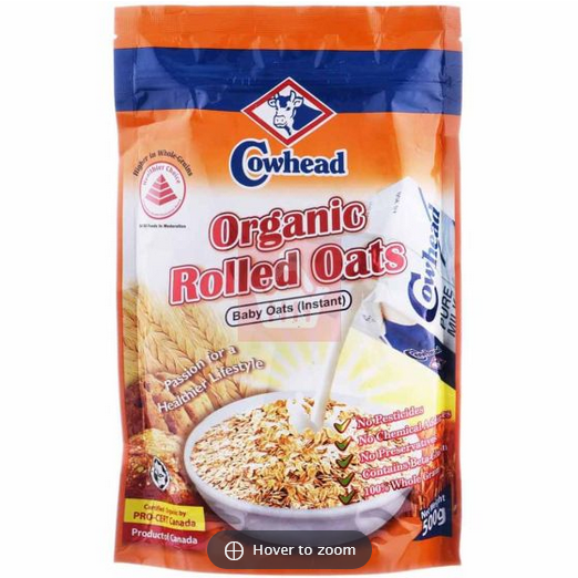 Picture of Cowhead Organic Baby Rolled Oats - 500gm (Canada)