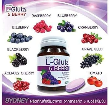 Picture of Sydney L- Glutathione 5 Berry Plus Skin Anti-Oxidant 30 Tablets (Made In Thailand)