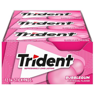 Picture of Trident Bubble Gum Sugar Free Gum 12 Packs