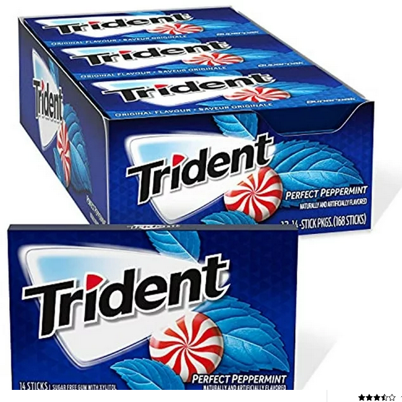 Picture of Trident Perfect Peppermint Sugar Free Gum, 12 Packs