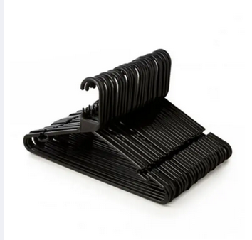 Picture of Black Plastic Wardrobe Cloth Hangers,-12pcs