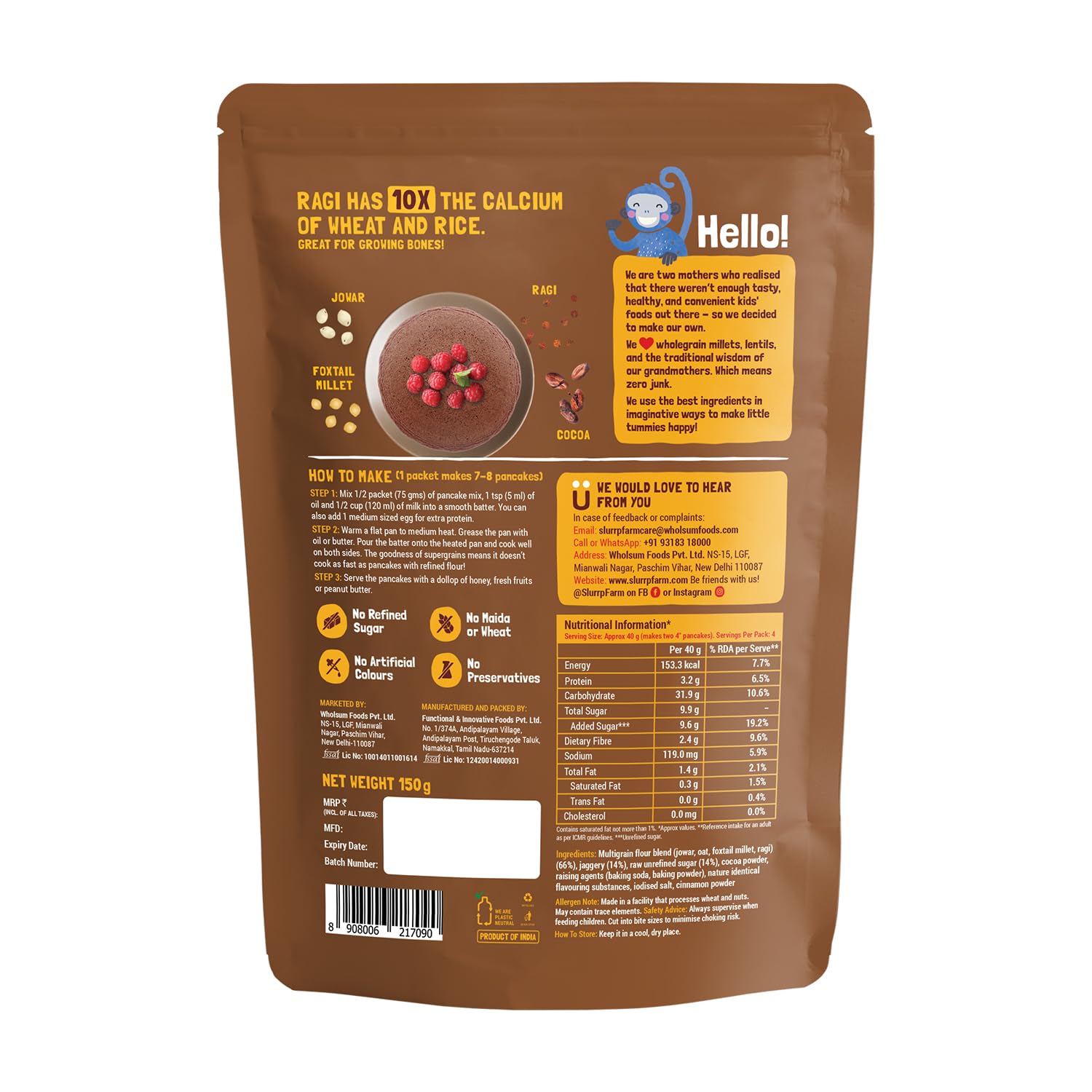 Picture of Slurrp farm millet pancake mix chocolate