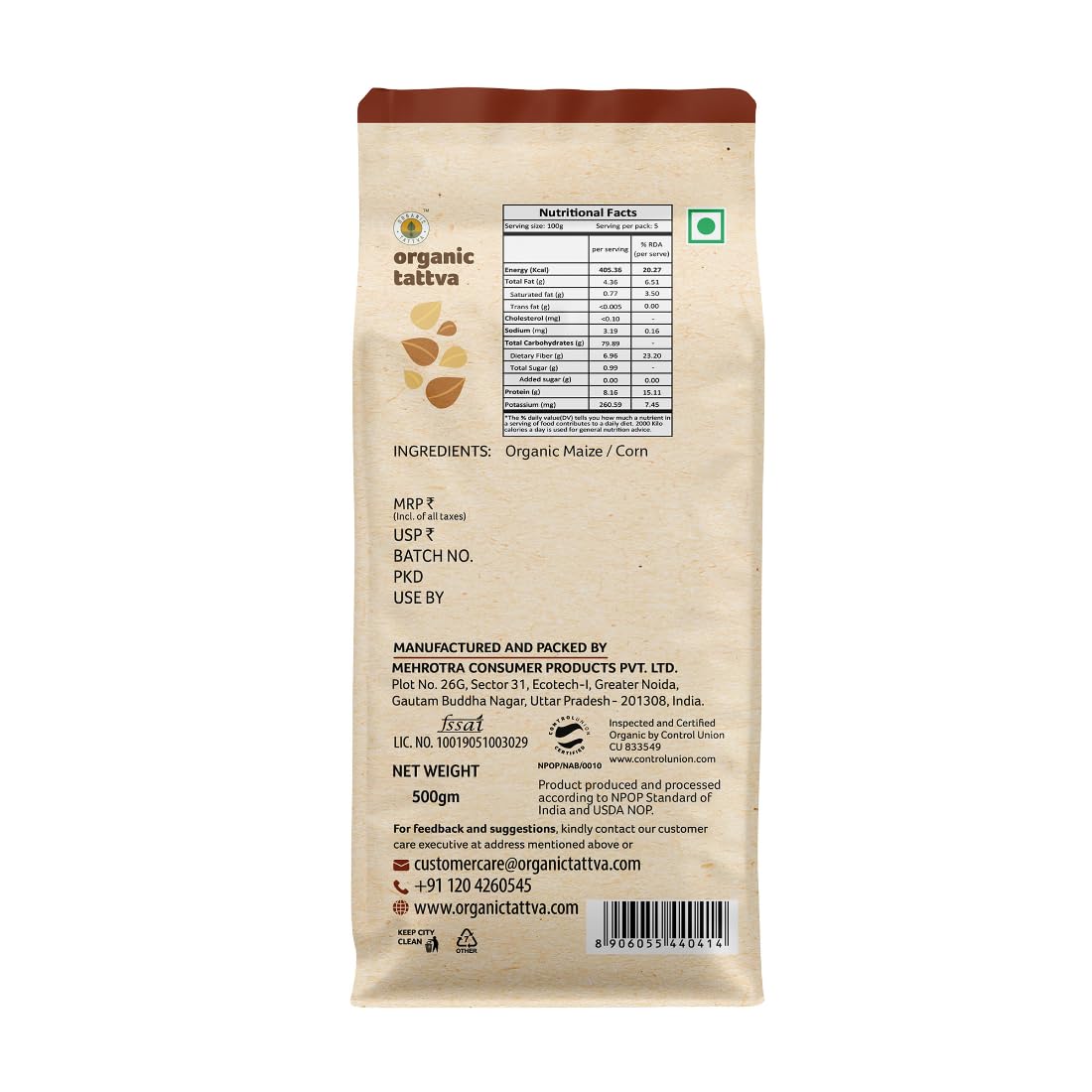 Picture of Organic Tattva organic maize flour ( Makka Atta) 