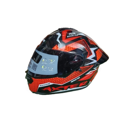 Picture of AEROSTAR AXTER Full Face Glossy Black Helmet ISI And Dot Certified (Red and Black)