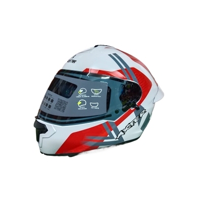 Picture of AEROSTAR AXTER Full Face Glossy Black Helmet ISI And Dot Certified (White red)