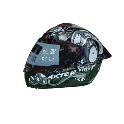 Picture of AEROSTAR AXTER Full Face Glossy Black Helmet ISI And Dot Certified (Black grey)