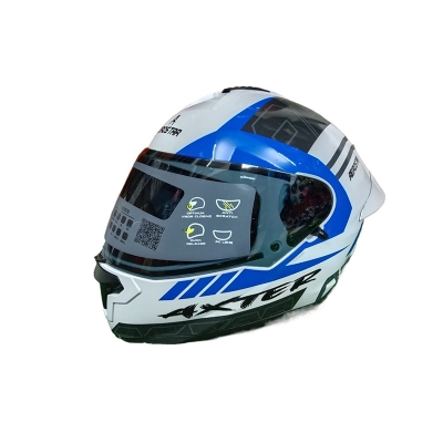 Picture of AEROSTAR AXTER Full Face Glossy Black Helmet ISI And Dot Certified (Black blue white)